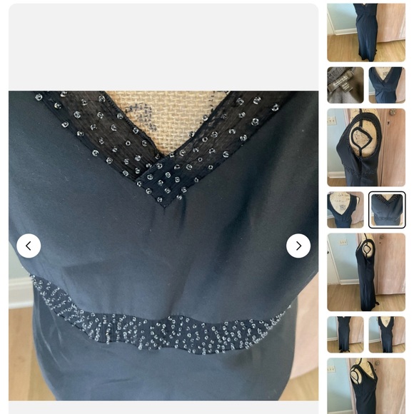 VTG Emanuel Ungaro Black silk beaded slip dress Y2K CBK style minimalist 10 - Picture 12 of 14